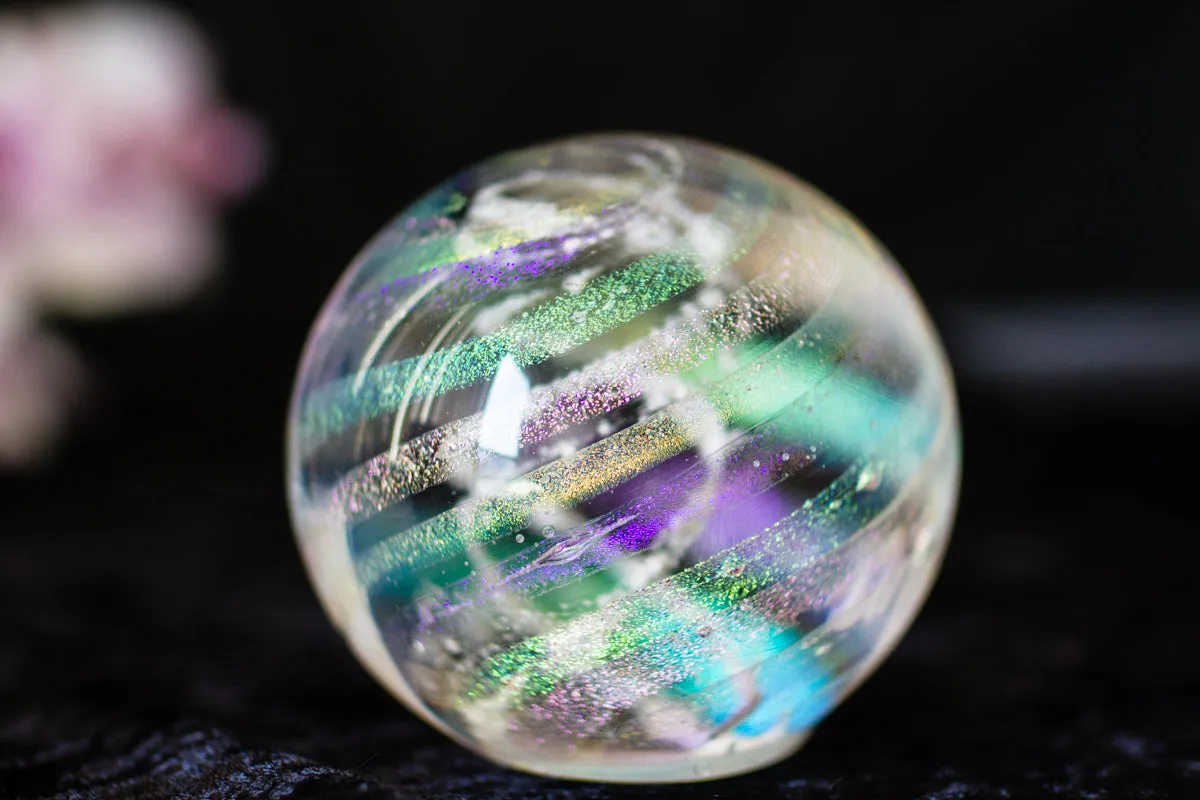 Dichroic Rainbow Orb with Cremains