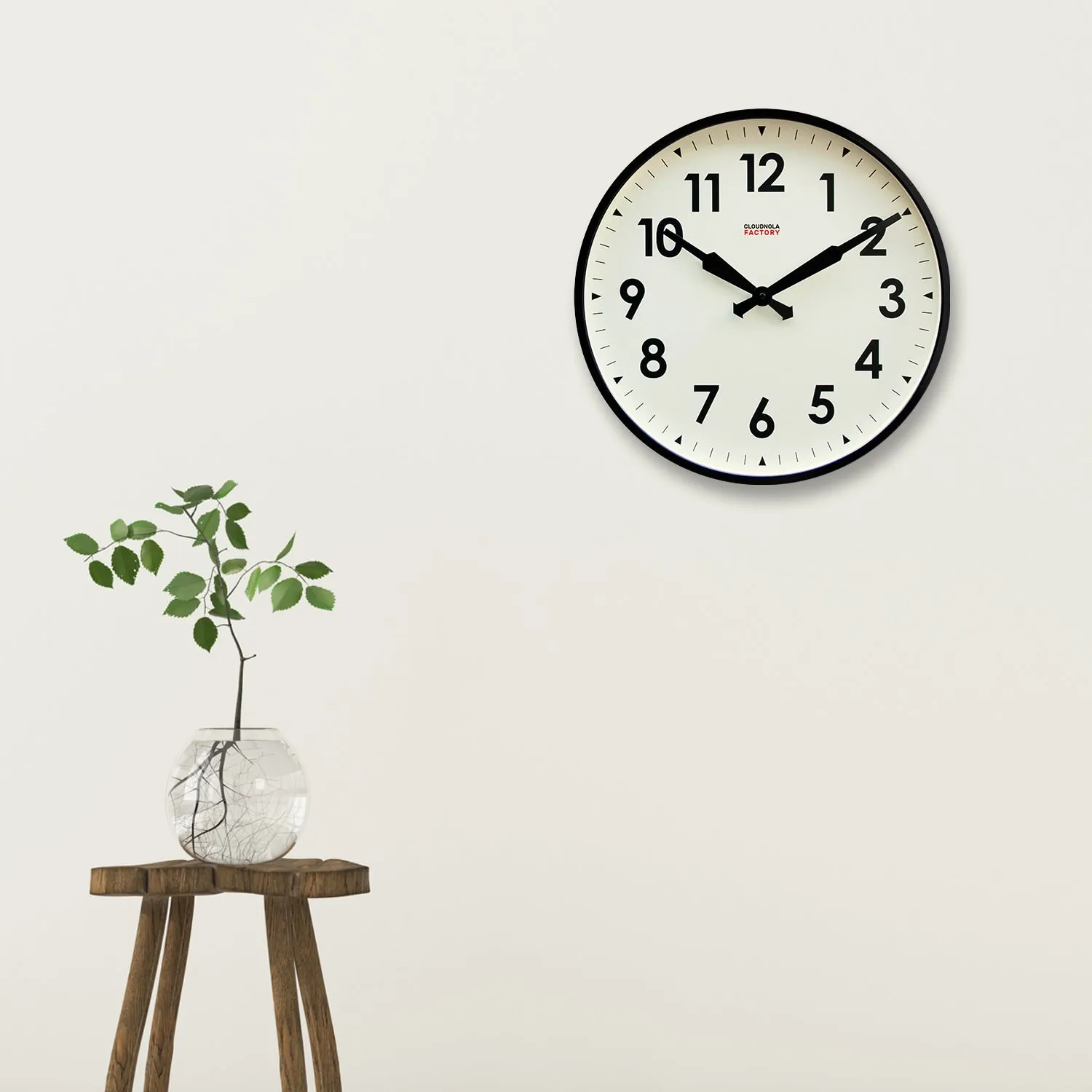 Factory XL Black - Diameter 17.7 - Wall Clock - Silent - Steel Case