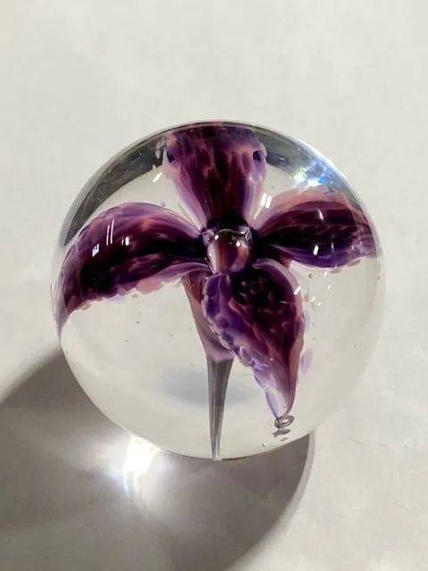 Flower Paperweight with Cremation Ash