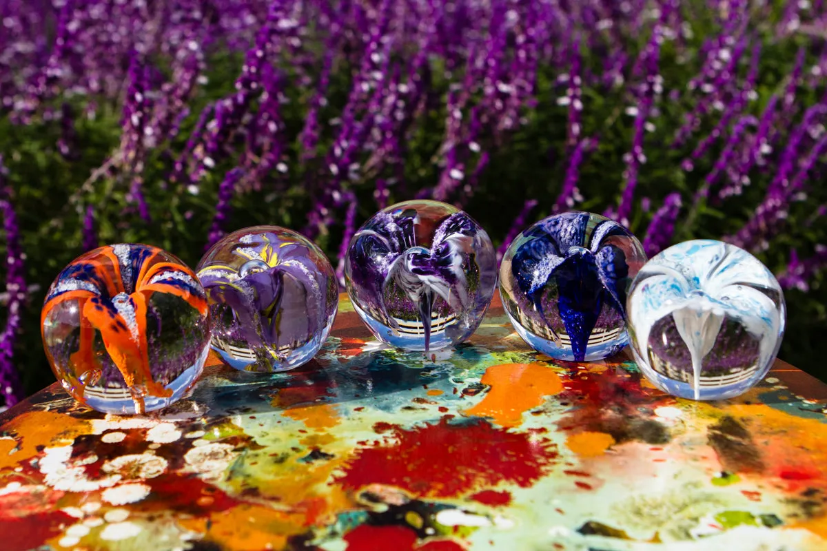 Flower Paperweight with Cremation Ash