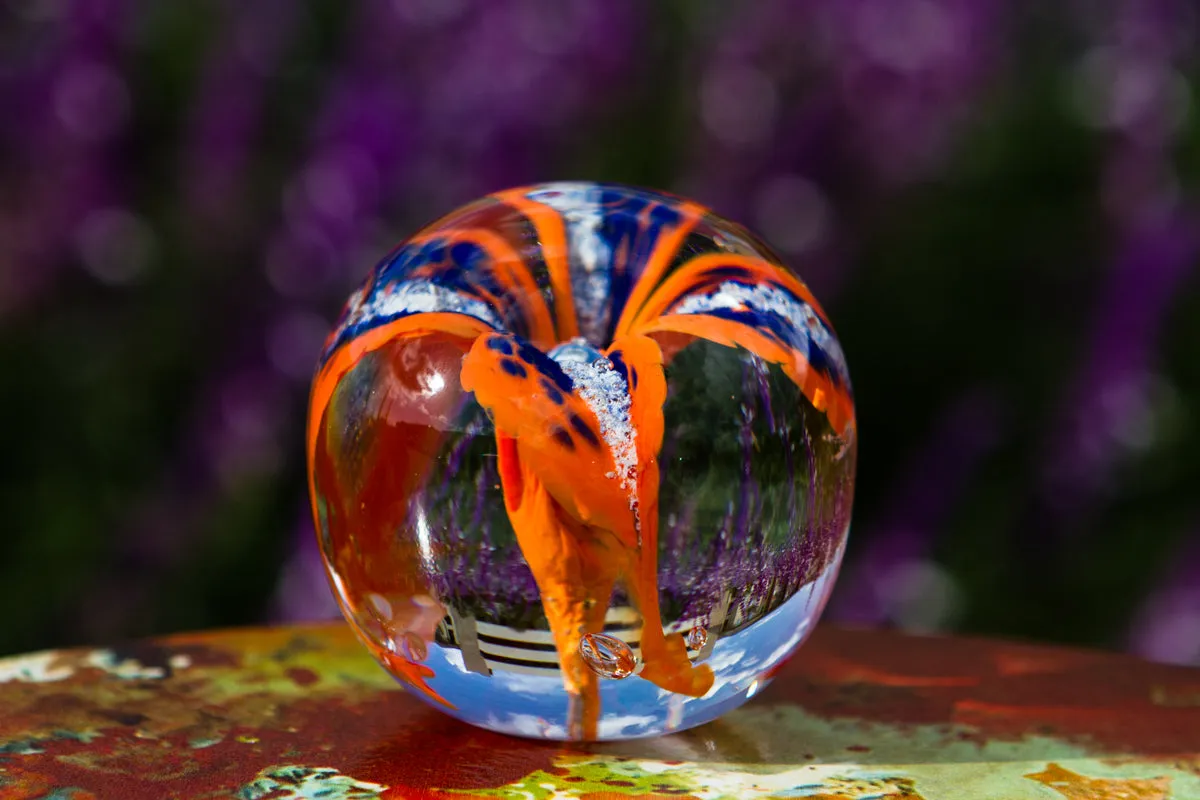 Flower Paperweight with Cremation Ash