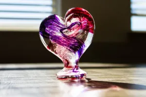 Glass Heart with Cremains - Standing