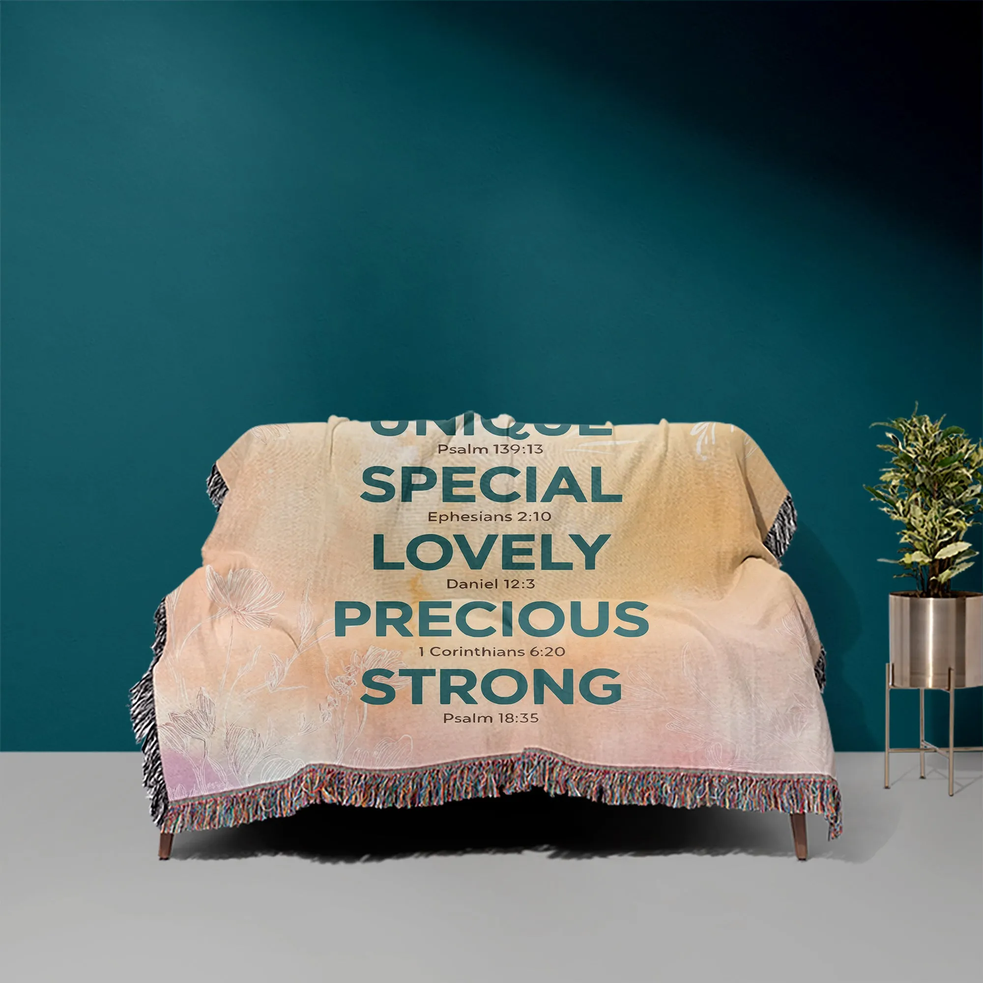 God Says You Are Unique Affirmation 50" x 60" Christian Gift Woven Jacquard Blanket