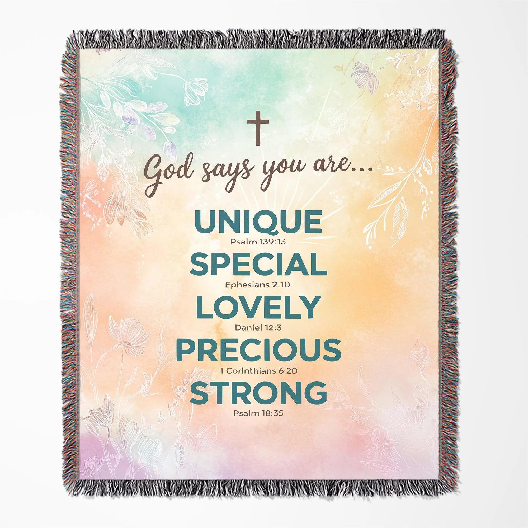 God Says You Are Unique Affirmation 50" x 60" Christian Gift Woven Jacquard Blanket