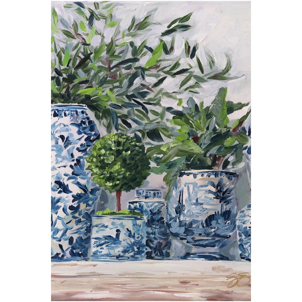 Green and Blue and White, a fine art print on canvas