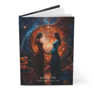 Hardcover Journal Matte - Gemini Zodiac Sign Astrology Diary Notebook A5