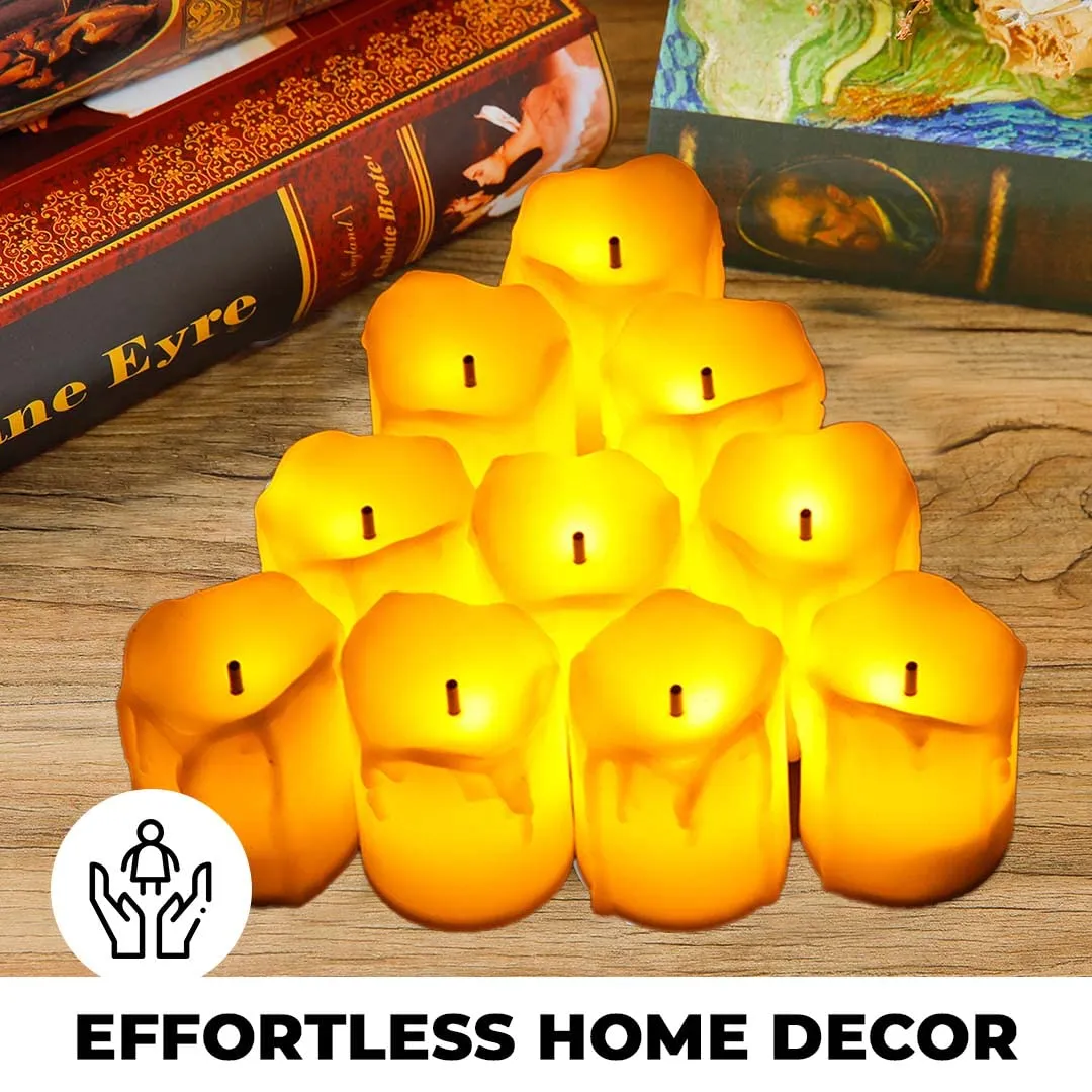 Homestic LED Candles for Home Decoration |Battey Operated |Flameless Yellow Light |Safe & Easy to Maintain |Diwali Lights for Home Decoration, Along with Other Festivities & Parties|Pack of 12