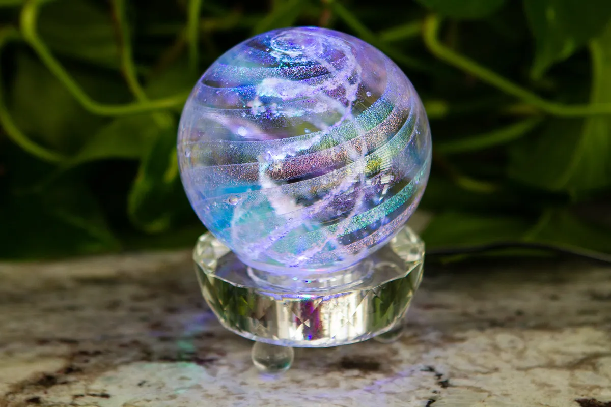 Illuminated Dichroic Rainbow Orb with Cremains