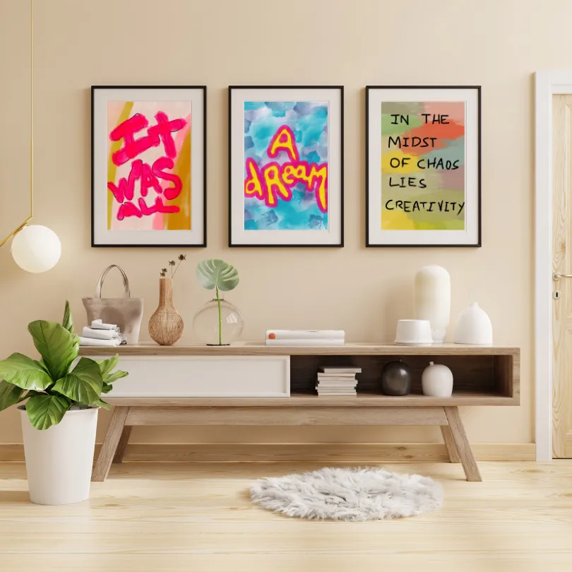 It Was All A Dream Eclectic Gallery Wall Set Of 9 INSTANT DOWNLOAD Art Prints, Alternative Wall Art, Fashion Posters, Inspirational Neon Wall Art, Abstract Wall Art Living Room