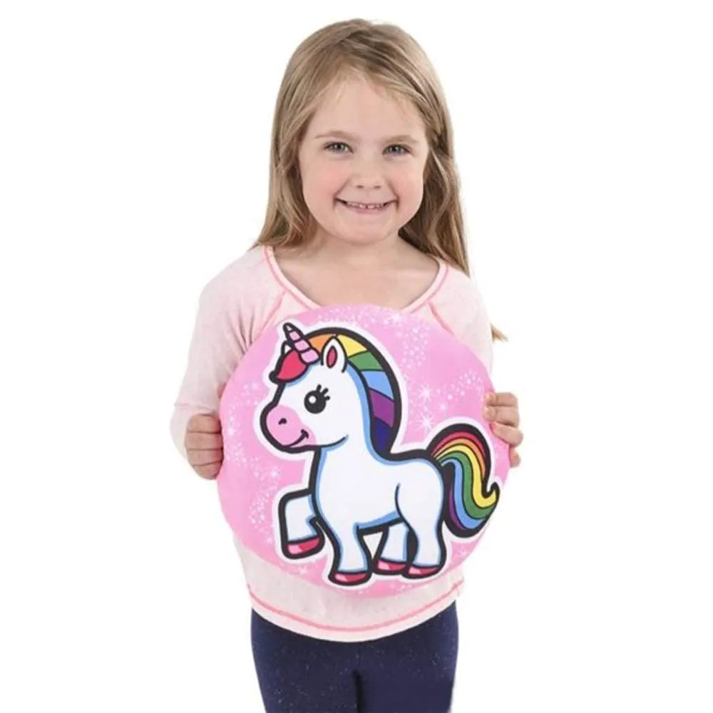 Kicko Unicorn Pillow - 12 Inch Diameter Plush Pillow  Soft Plush Stuffed Pillow  Kids