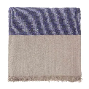 Kovai european linen Blanket [Ultramarine/Natural]