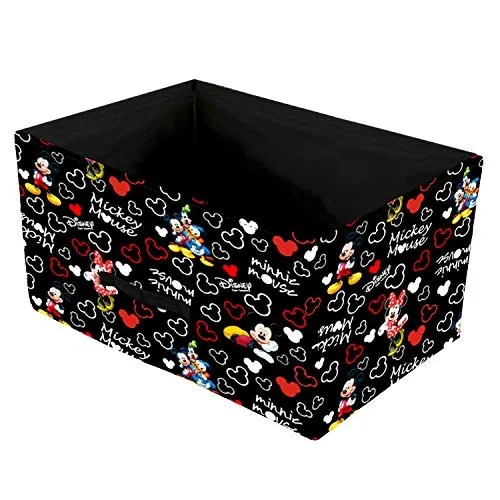 Kuber Industries Disney Mickey Print Non Woven Closet Organizer Box with Handle|Wardrobe Organizer Cube|Easily Collapsible|Size 42 x 29 x 22 CM|Pack of 2 (Black)-KUBMART16027