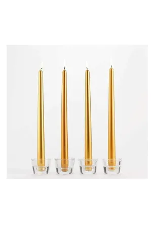 LTYNE Golden Taper Candles Pack of 15 (10 inches)