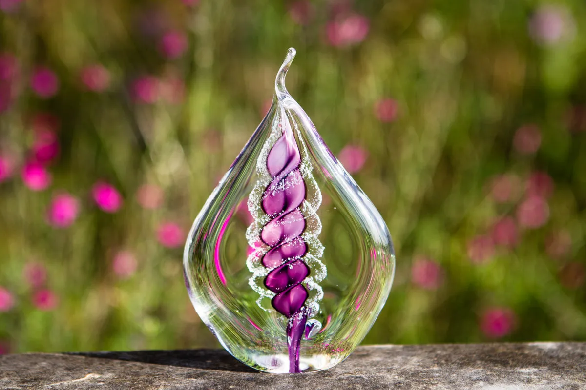 Memorial Glass Flame with Cremation Ashes