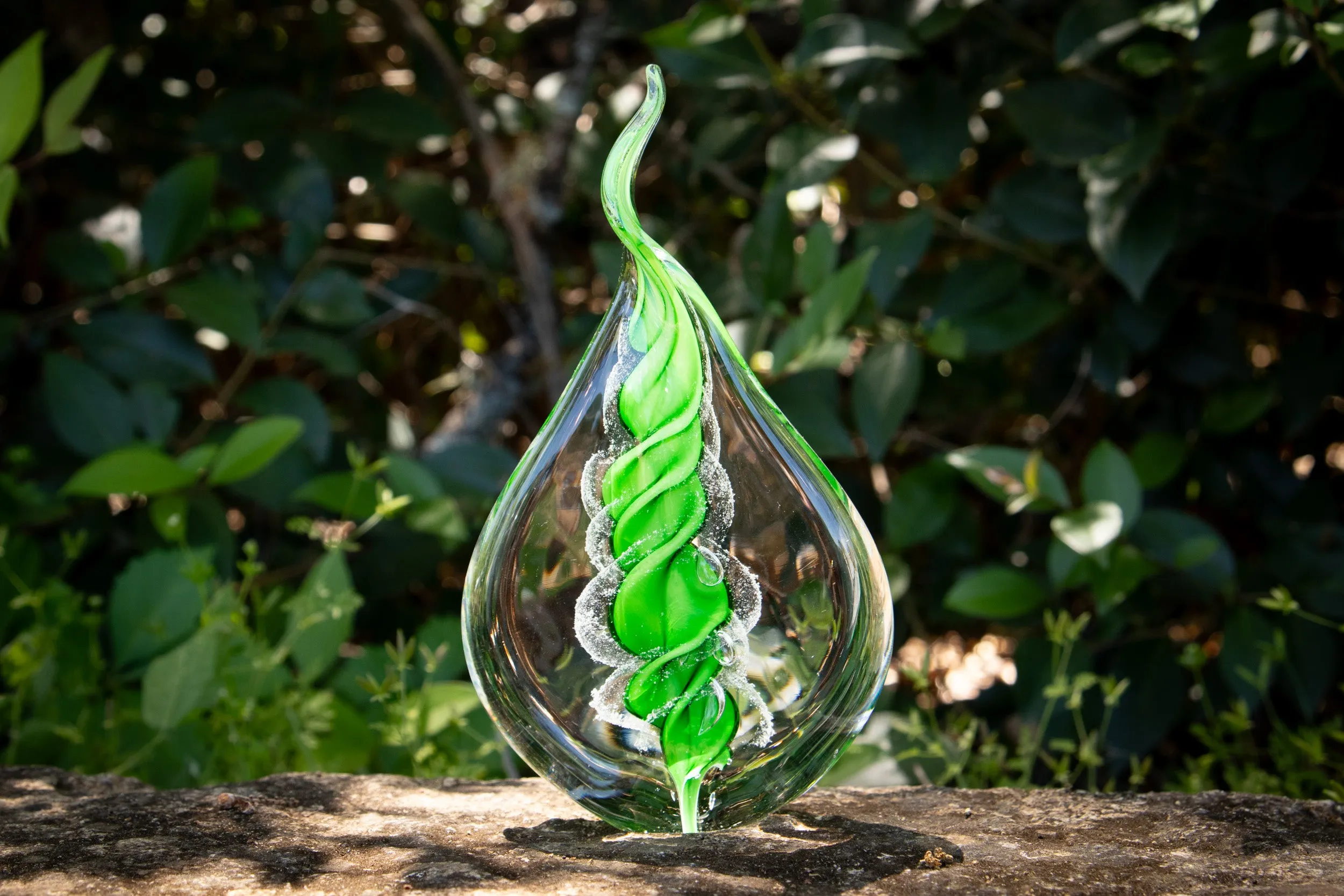 Memorial Glass Flame with Cremation Ashes