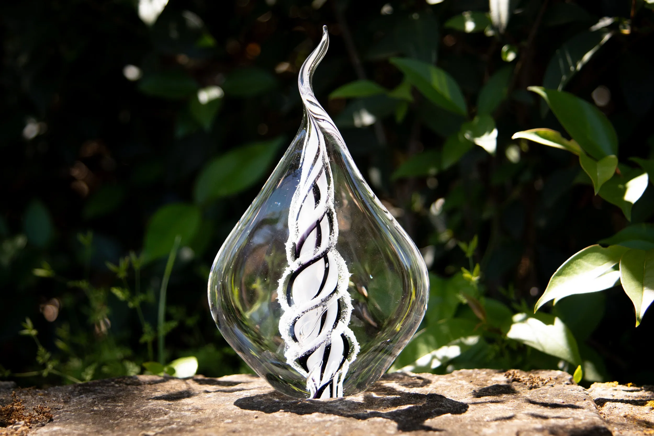 Memorial Glass Flame with Cremation Ashes