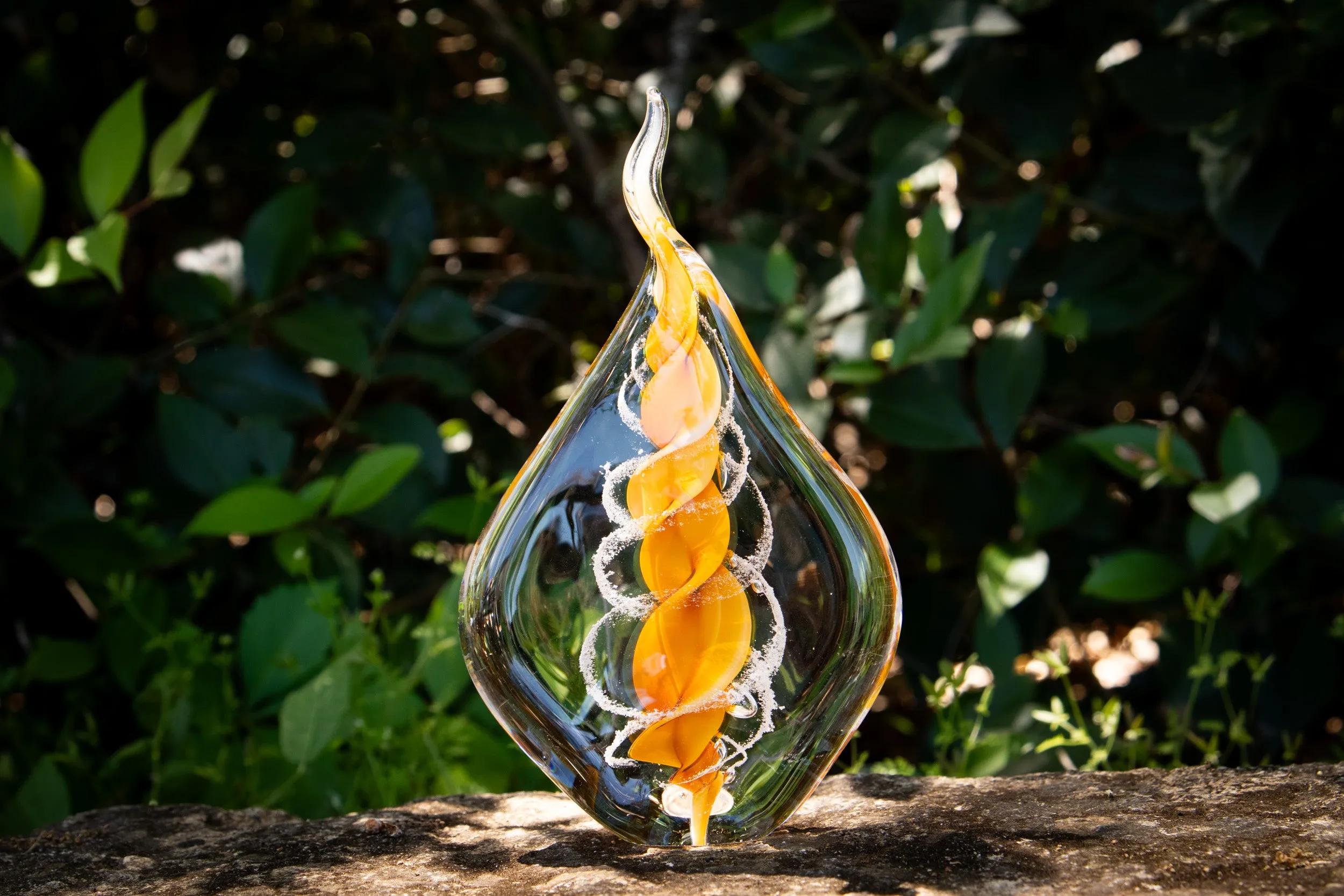 Memorial Glass Flame with Cremation Ashes