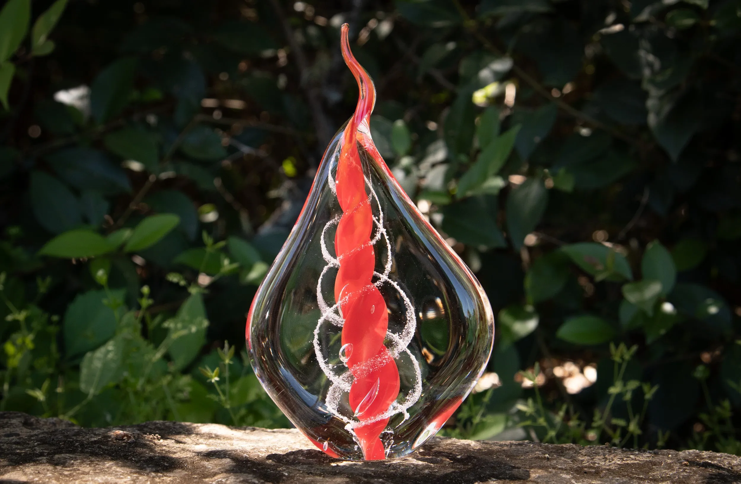 Memorial Glass Flame with Cremation Ashes