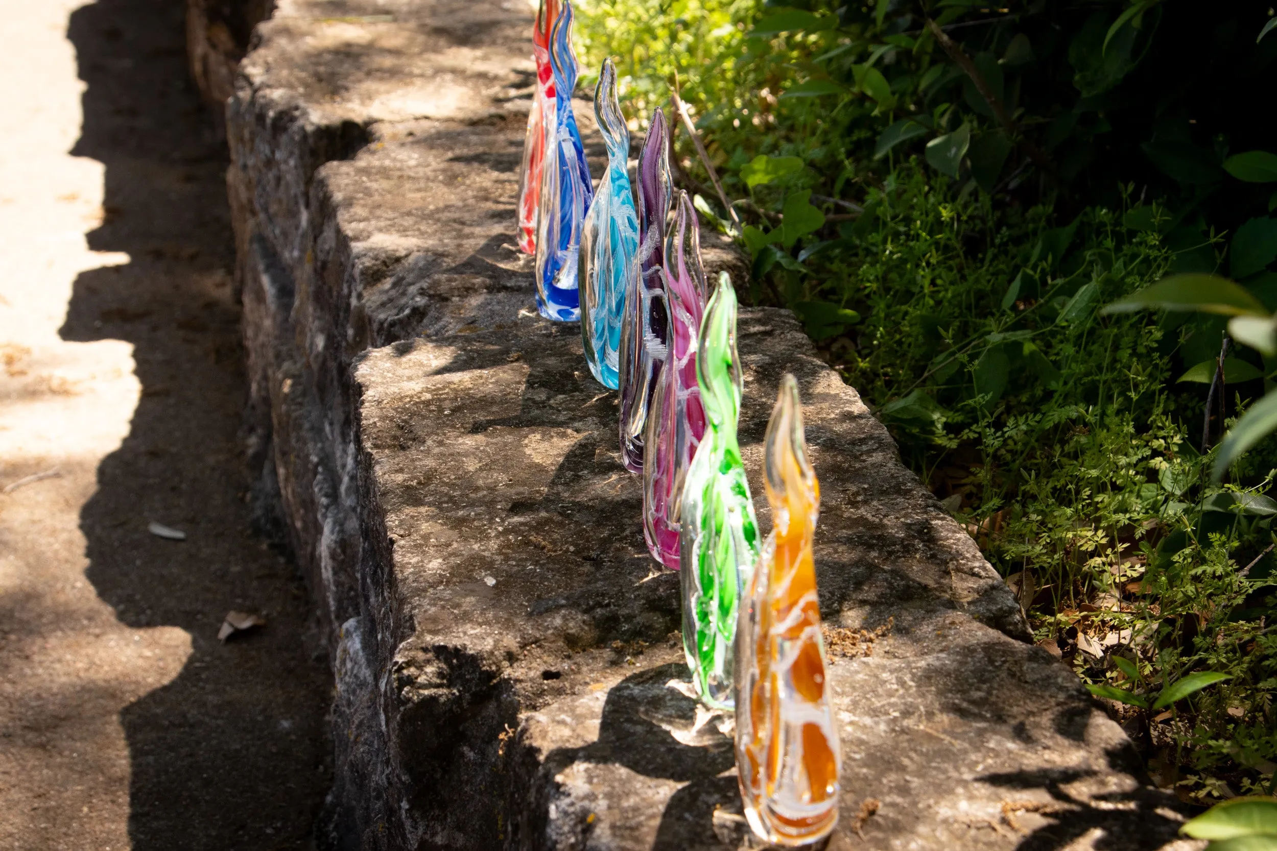 Memorial Glass Flame with Cremation Ashes