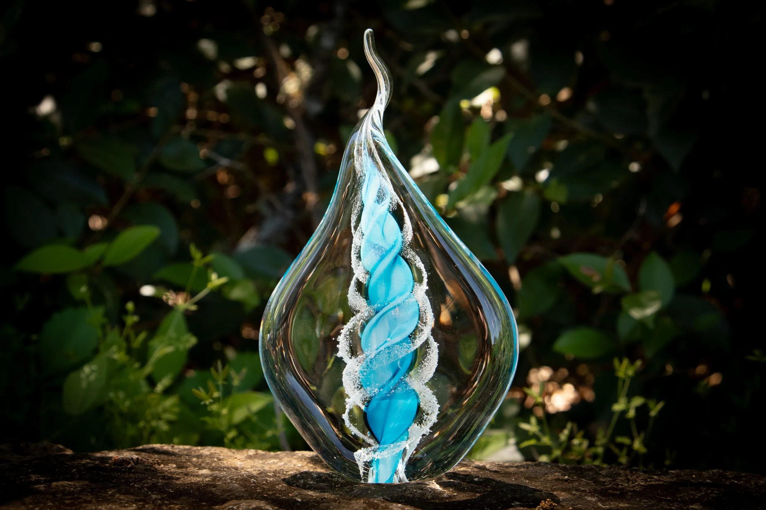 Memorial Glass Flame with Cremation Ashes