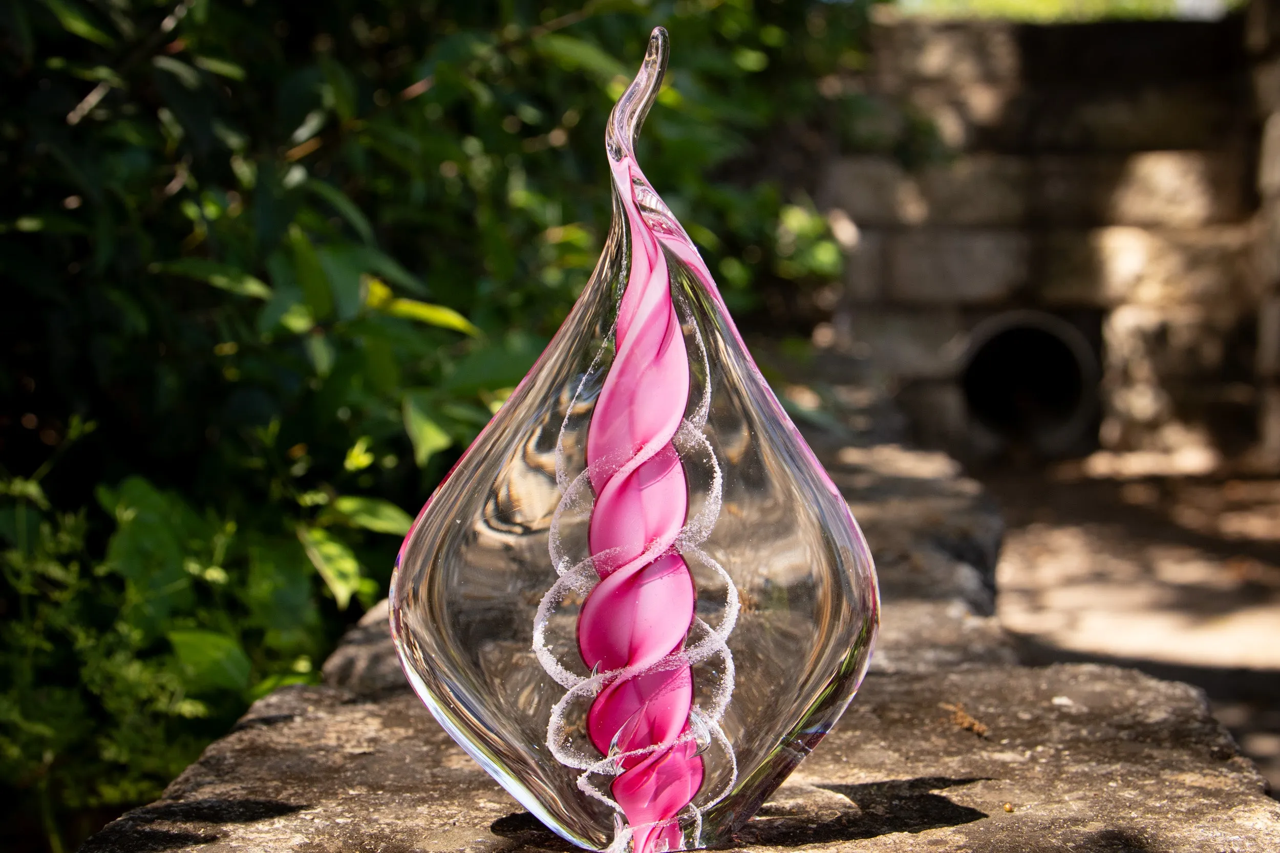 Memorial Glass Flame with Cremation Ashes