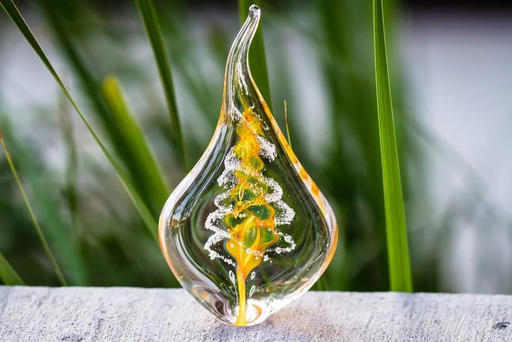 Memorial Glass Flame with Engraved Base