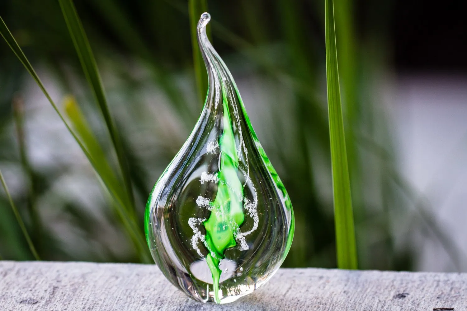 Memorial Glass Flame with Engraved Base