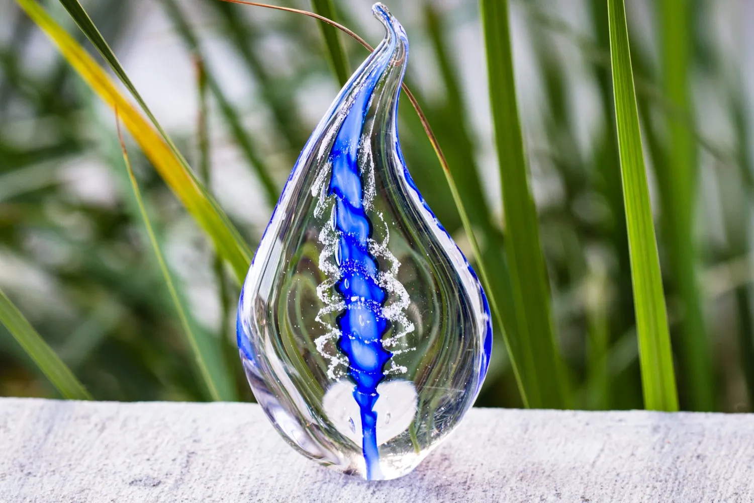 Memorial Glass Flame with Engraved Base