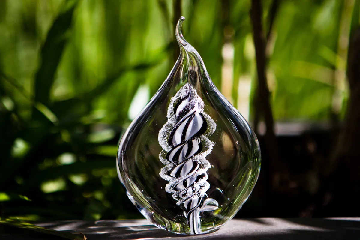 Memorial Glass Flame with Engraved Base