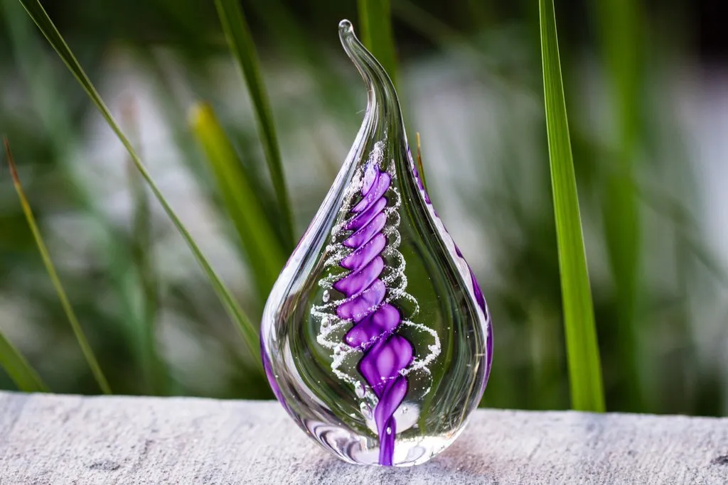 Memorial Glass Flame with Engraved Base