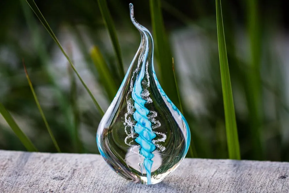 Memorial Glass Flame with Engraved Base