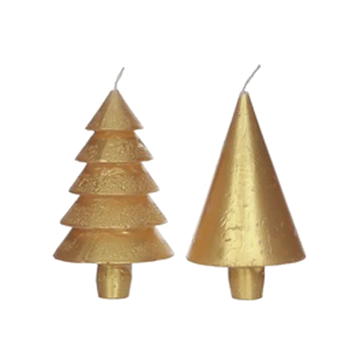 METALLIC TREE CANDLE GOLD H12X7CM