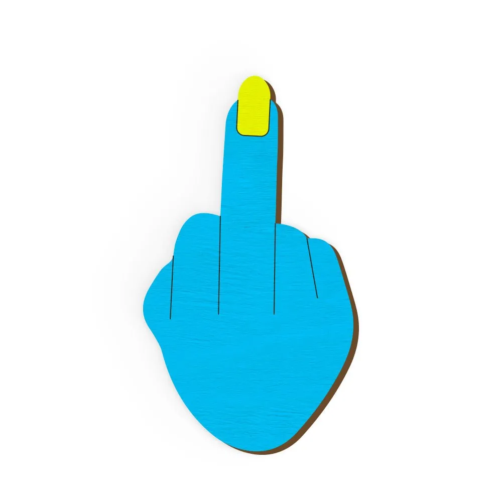 Middle Finger Hand Painted Wooden Pin