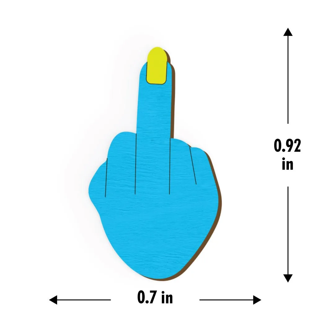 Middle Finger Hand Painted Wooden Pin