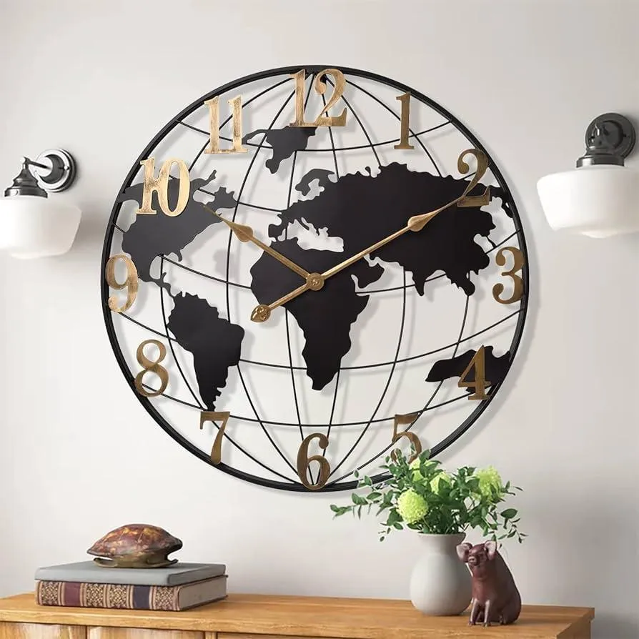 Modern Circular Metal Wall Clock | Elegant Golden Finish | Silent Operation