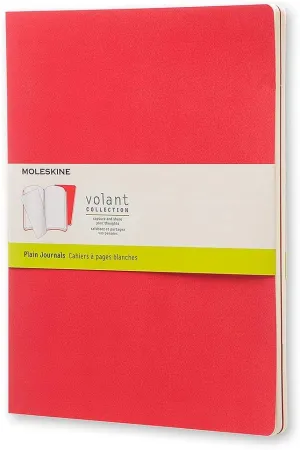 Moleskine Volant Plain Extra Large Notebook Set of 2 Scarlet Red