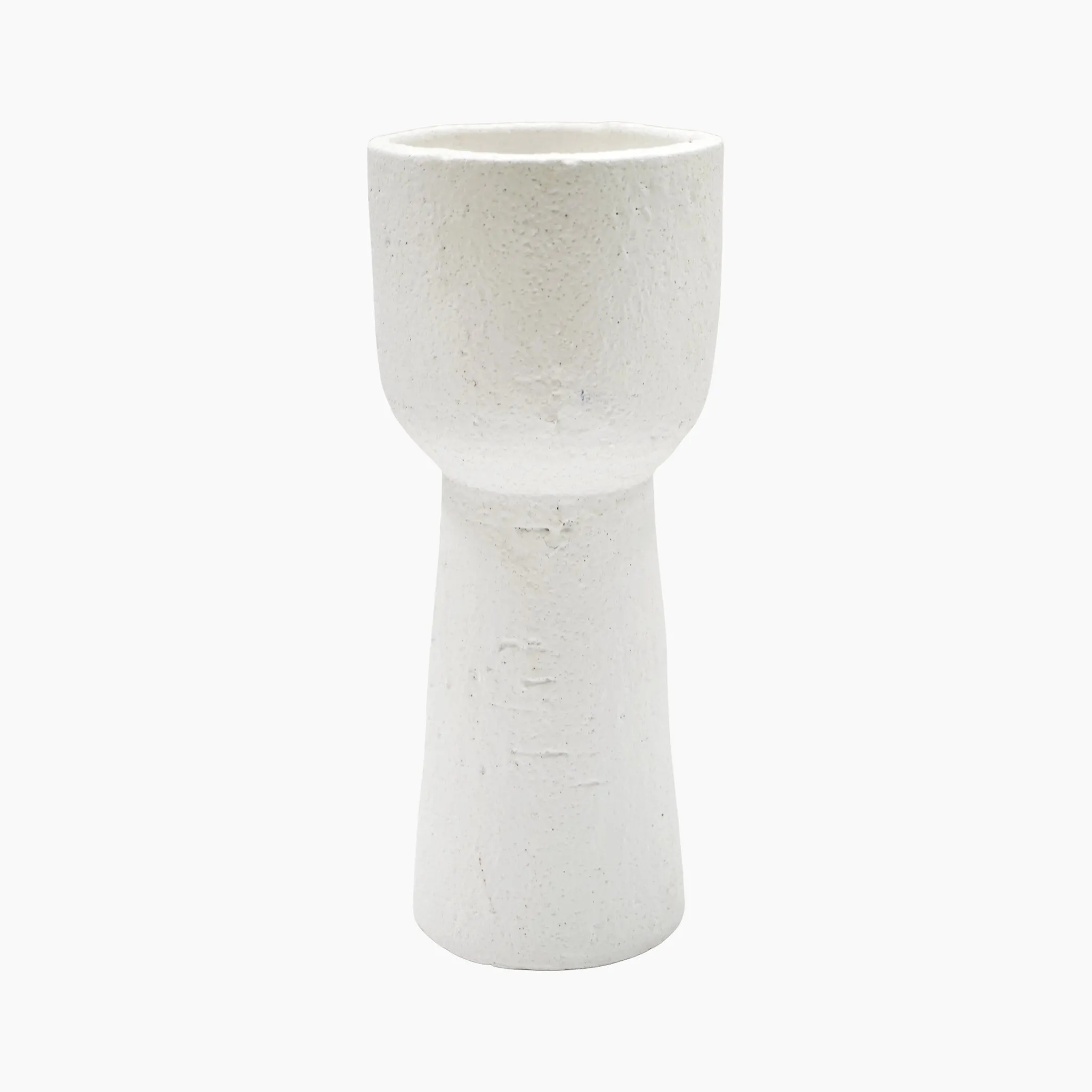 Nico Tall Rustic Planter in White