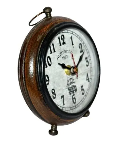 NIDA ART Wooden Table Top Clock Desk Clock Antique Stayle Home & Office Study Living Table Clock Gift Item