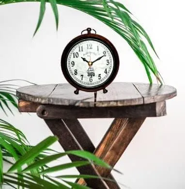 NIDA ART Wooden Table Top Clock Desk Clock Antique Stayle Home & Office Study Living Table Clock Gift Item