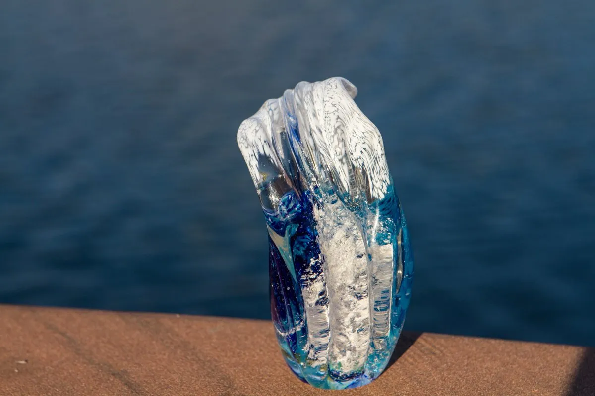 Ocean Wave Paperweight with Cremation Ash