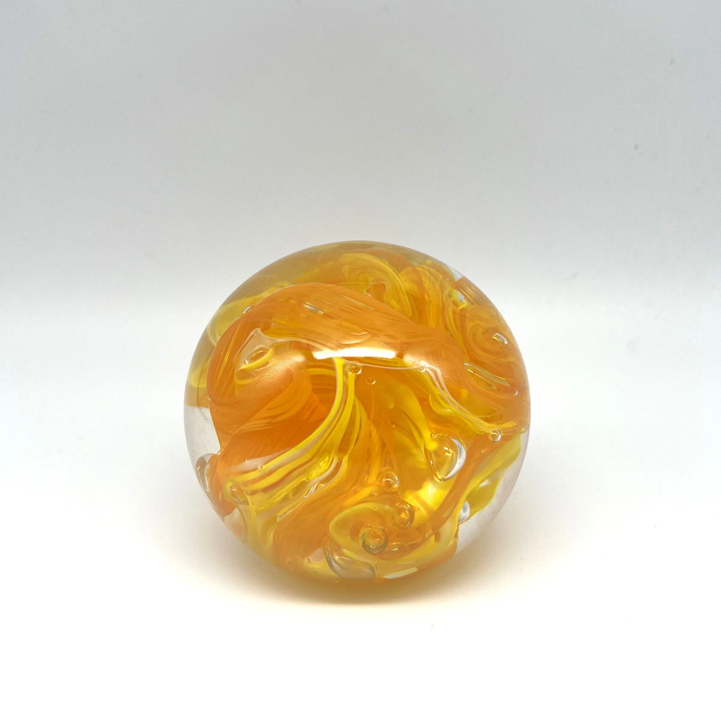 Orange Chaos Paperweight by Boise Art Glass