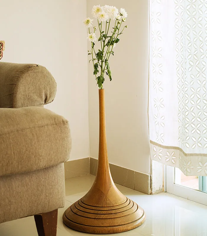 Panelled Teak Vase