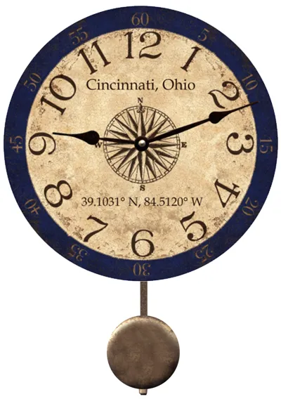 Personalized Longitude Latitude Coordinates Clock- Compass Clock