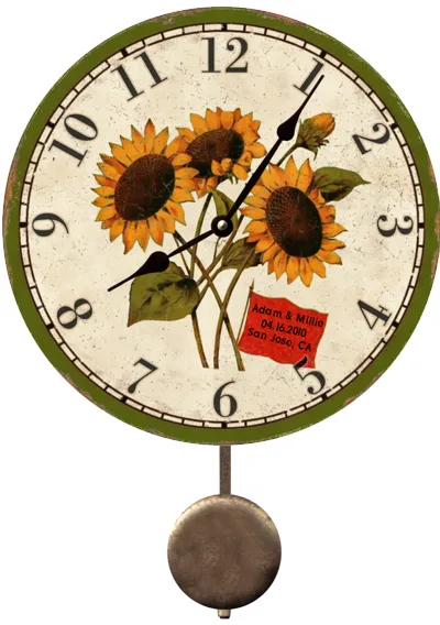 Personalized Sunflower Clock- Sunflower Wall Clock