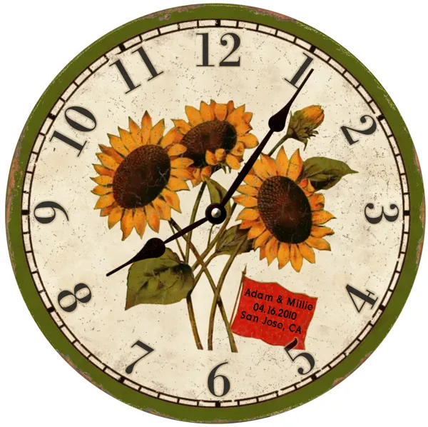 Personalized Sunflower Clock- Sunflower Wall Clock