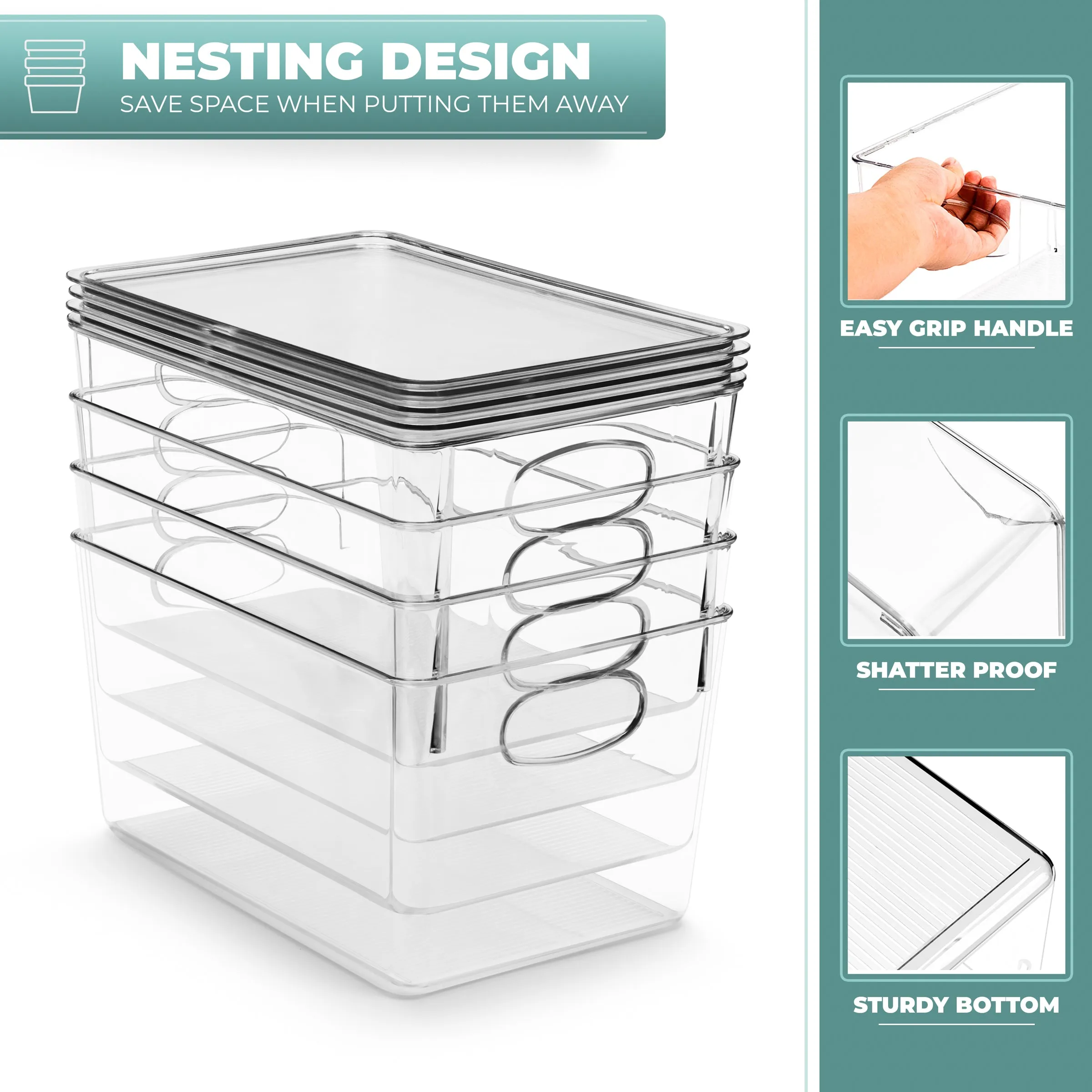 Plastic Bins with Lid Set (Large)