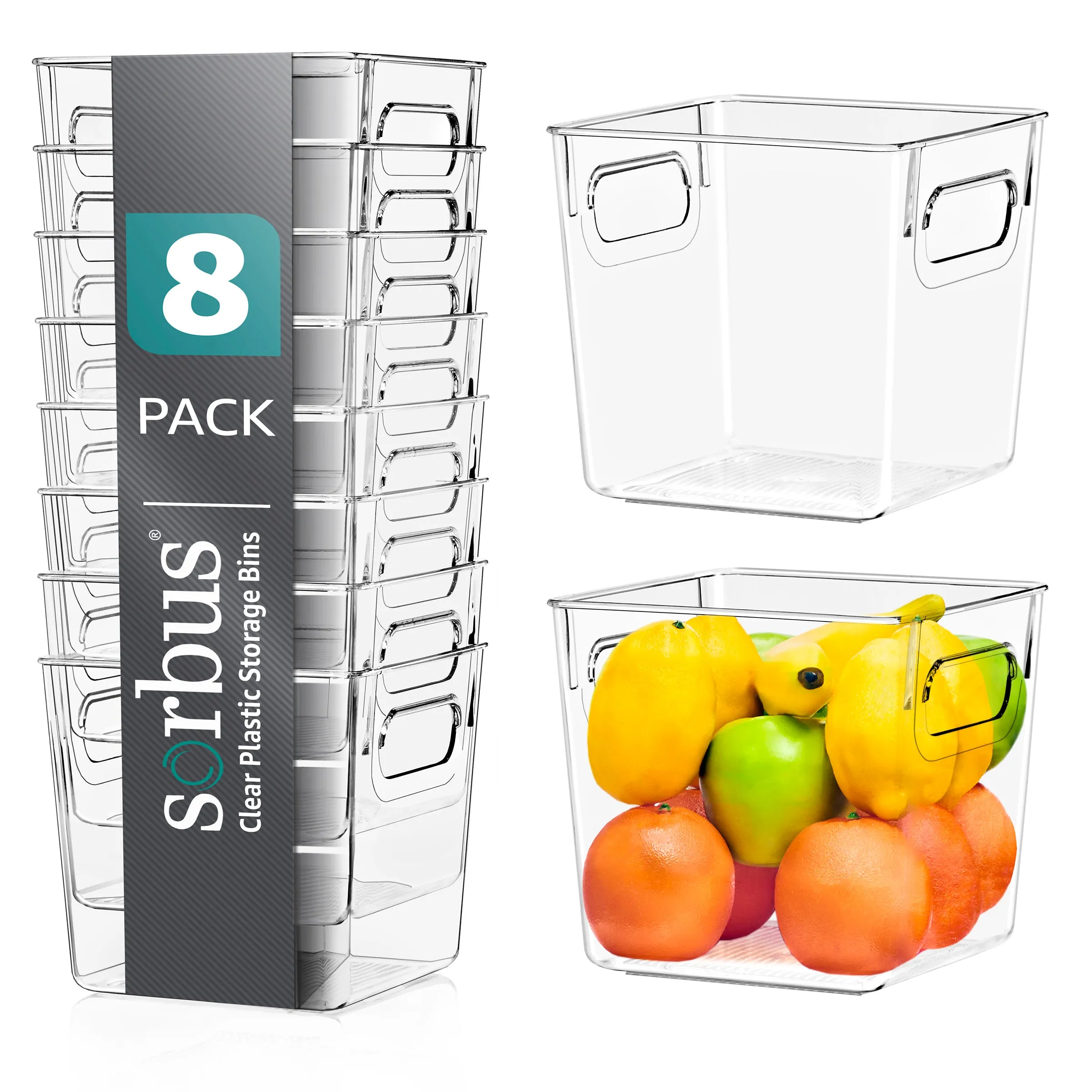 Plastic Container Bins with Lids (4 Pack)