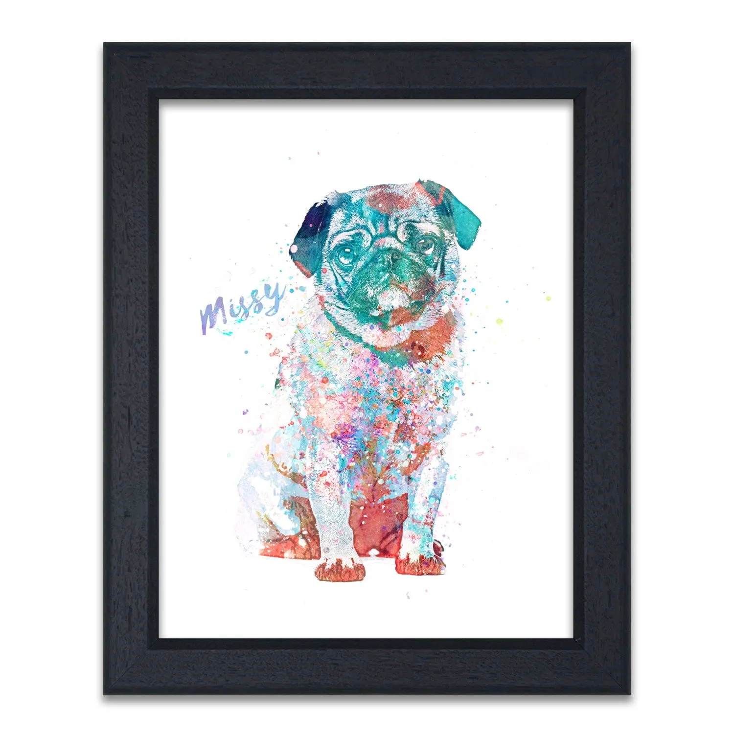 Pug Watercolor Print