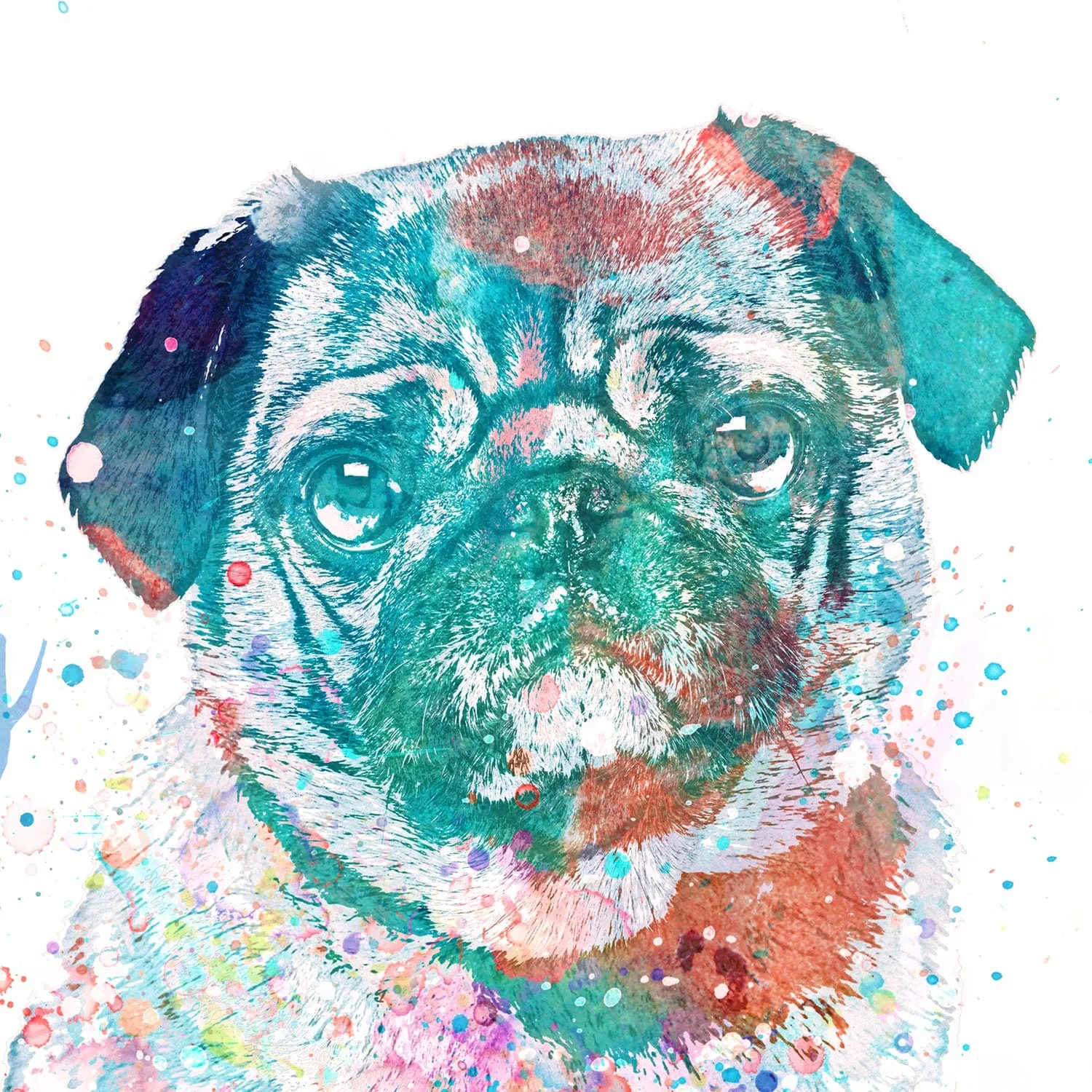 Pug Watercolor Print