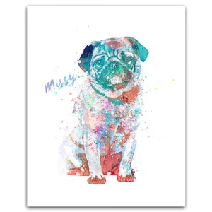 Pug Watercolor Print